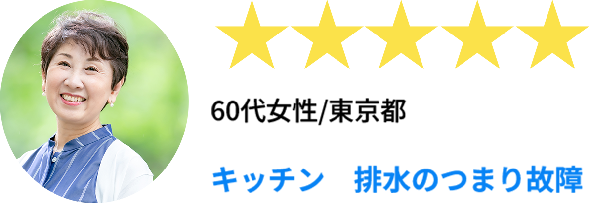 キッチン 排水のつまり故障／60代女性・東京都／★★★★★