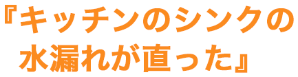 キッチンのシンクの水漏れが直った